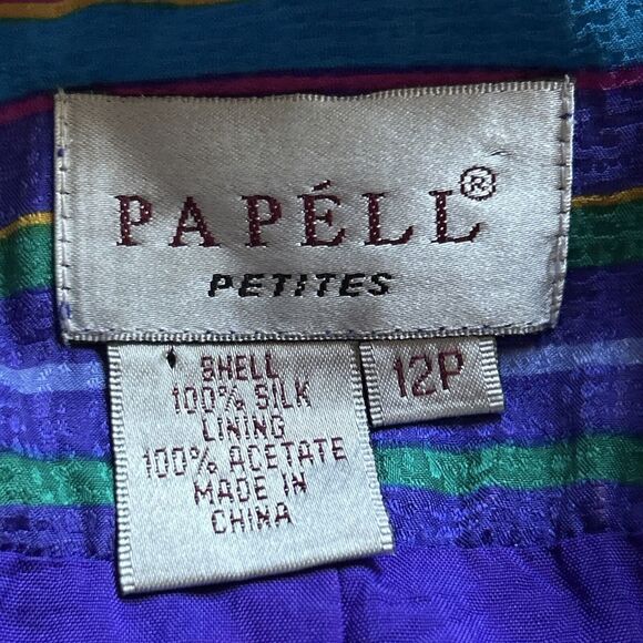 Adrianna Papell Women's Jacket Silk Stripes Purple/Multi - 12P Petite Size 12 - Picture 7 of 8